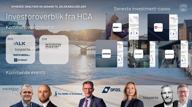 Mød ledelsen i ExpreS2ion Biotech, GrønlandsBANKEN, DFDS og BioPorto og stil dine spørgsmål til dagens investorpræsentationer