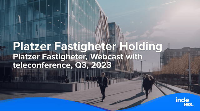 Platzer Fastigheter, Webcast with teleconference, Q3, 2023