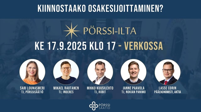 Pörssi-ilta 17.9.2025: Inderes, Robit & Nokian Panimo